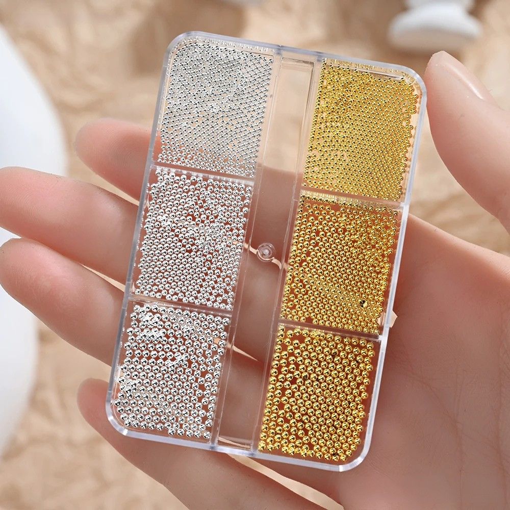 Gold Silver Micro Caviar Beads Set for Nail Art 0.8-3mm