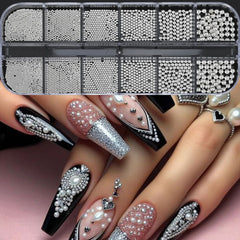 Gold Silver Micro Caviar Beads Set for Nail Art 0.8-3mm