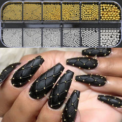 Gold Silver Micro Caviar Beads Set for Nail Art 0.8-3mm
