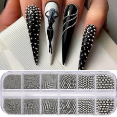 Gold Silver Micro Caviar Beads Set for Nail Art 0.8-3mm