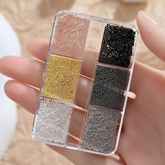 Gold Silver Micro Caviar Beads Set for Nail Art 0.8-3mm