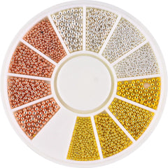 Gold Silver Micro Caviar Beads Set for Nail Art 0.8-3mm