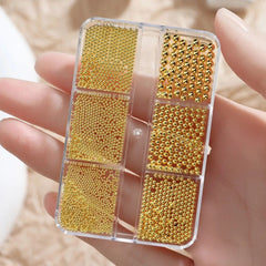 Gold Silver Micro Caviar Beads Set for Nail Art 0.8-3mm
