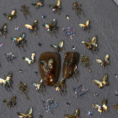 Golden Butterfly Nail Art Stickers - DIY Manicure Decals