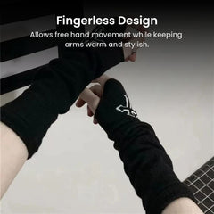 Gothic Cross Arm Warmers – Streetwear Fingerless Sleeves
