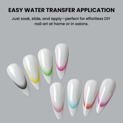 Gradient French Nail Stickers – 8pcs Ombre Ink Wave Decals