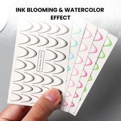 Gradient French Nail Stickers – 8pcs Ombre Ink Wave Decals
