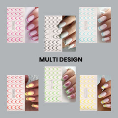 Gradient French Nail Stickers – 8pcs Ombre Ink Wave Decals