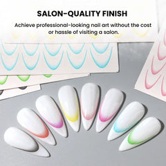 Gradient French Nail Stickers – 8pcs Ombre Ink Wave Decals