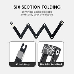 Heavy Duty Foldable Bike Lock with 3 Keys