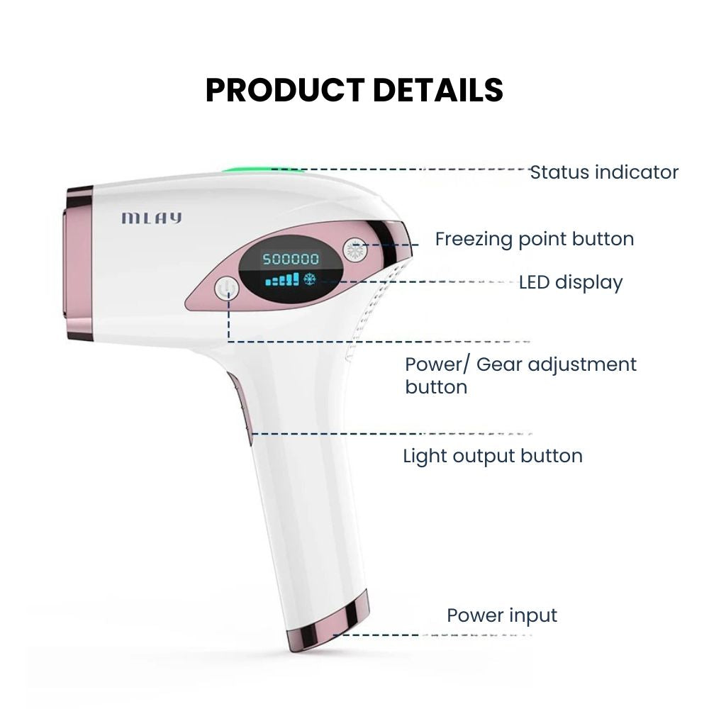 IPL Hair Removal Handset – Ice-Cold, Painless, 500K Flashes - features