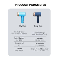 IPL Ice-Cool Hair Removal Device - parameters