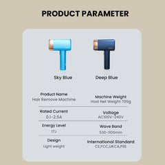 IPL Laser Hair Removal Handset – Painless & Long-Lasting - parameter