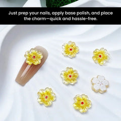 Ice Flower Nail Charms 10pcs – Resin Petal Art Decorations