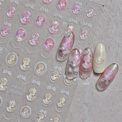 Kawaii Lace Nail Decals – 5D Relief DIY Art Stickers
