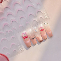Kawaii Lace Nail Decals – 5D Relief DIY Art Stickers