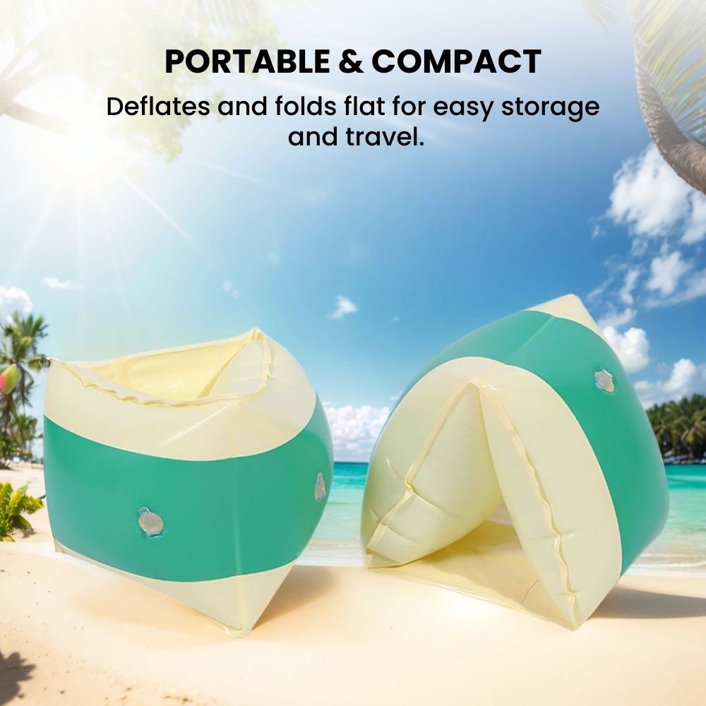 Kids Swimming Arm Floaties – Inflatable Pool Swim Bands portable and compact