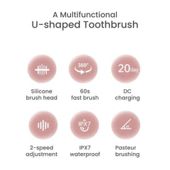 Kids U-Shaped Electric Toothbrush 360° Smart Silicone Brush