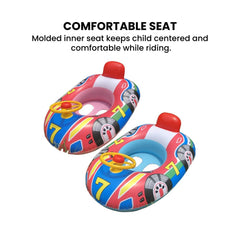 Kids Inflatable Ride-On Boat with Steering Wheel