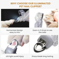 LED Pet Nail Clippers with Safety Guard & LED Light