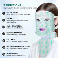 LED Photon Facial Mask + Neck Therapy — 8 - Color & Infrared - 7 functions