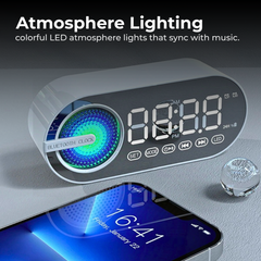 LED Bluetooth Speaker Mirror Clock Heavy Bass