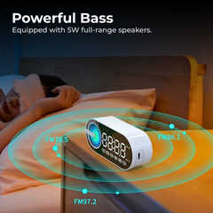 LED Bluetooth Speaker Mirror Clock Heavy Bass