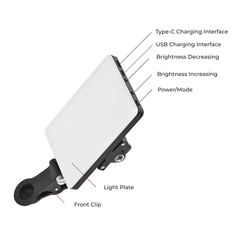 Portable USB-C LED Panel Light — Clip + Tripod, 3 Color Modes