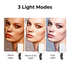 Portable USB-C LED Panel Light — Clip + Tripod, 3 Color Modes