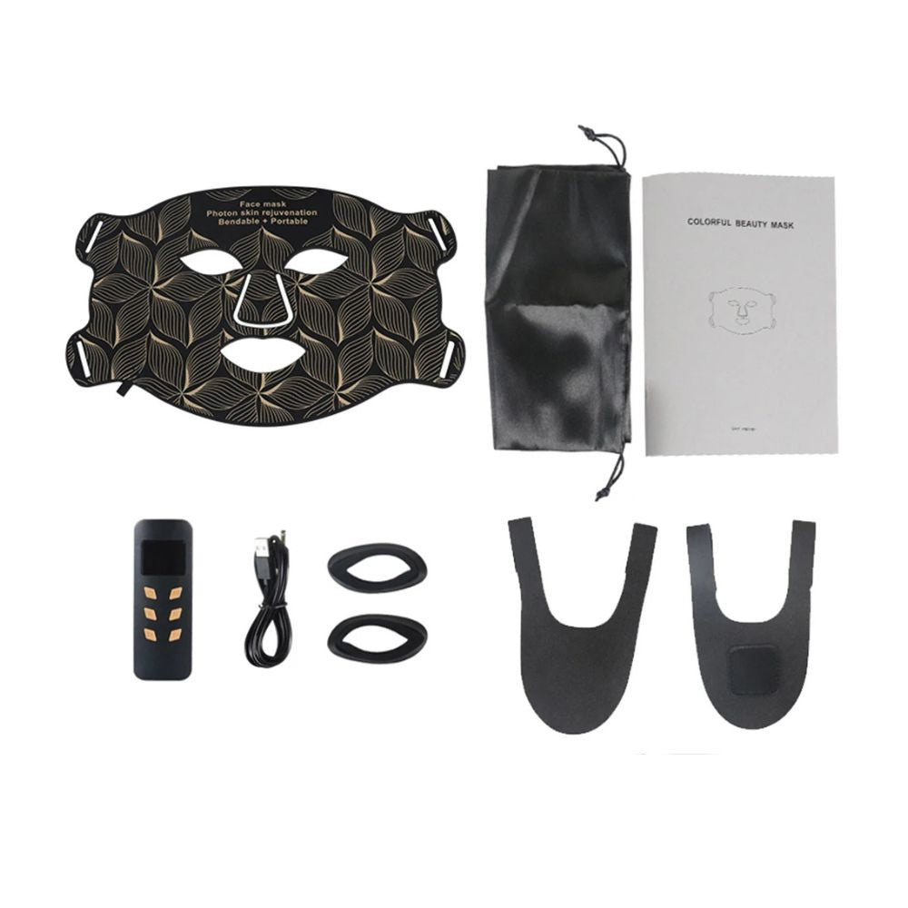 LED Photon Facial Mask + Neck Therapy — 8 - Color & Infrared - brown  without box
