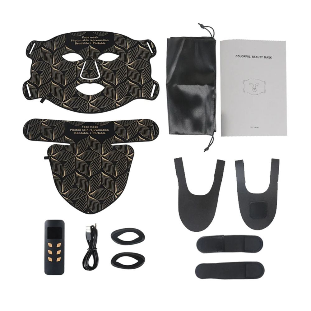 LED Photon Facial Mask + Neck Therapy — 8 - Color & Infrared - brown set without box