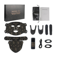 LED Photon Facial Mask + Neck Therapy — 8 - Color & Infrared - brown set with box