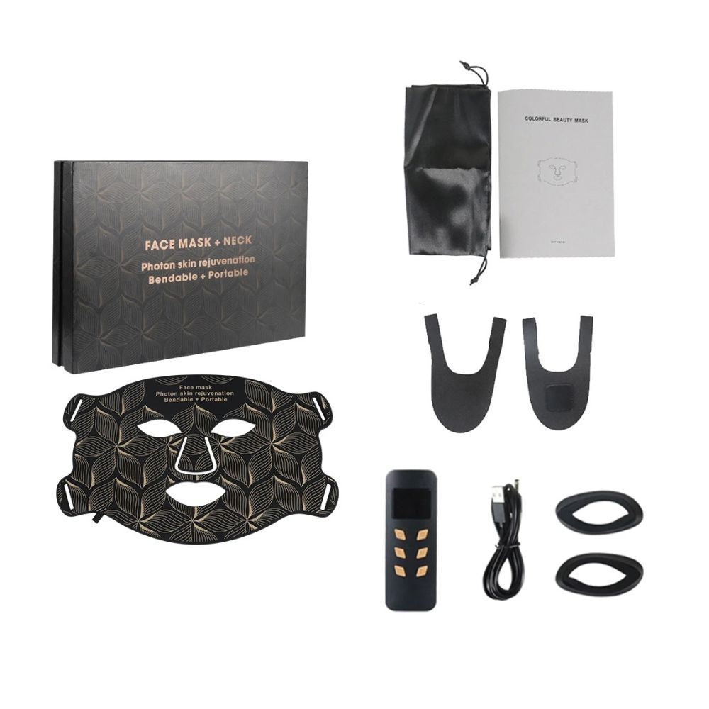 LED Photon Facial Mask + Neck Therapy — 8 - Color & Infrared - white with box
