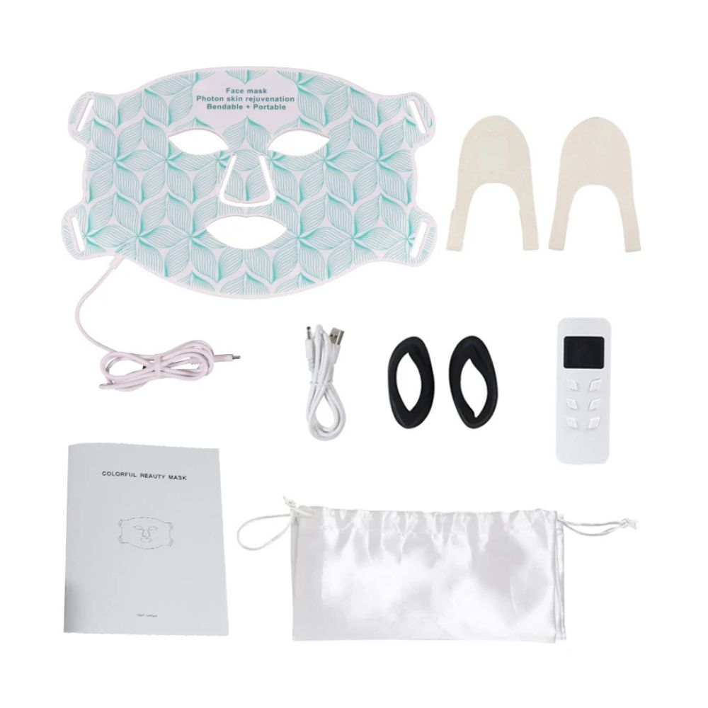 LED Photon Facial Mask + Neck Therapy — 8 - Color & Infrared - white without box