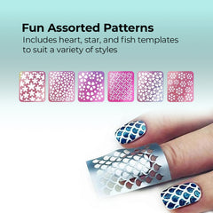 Laser Nail Stencil Stickers – Heart, Star & Fish Designs