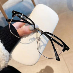 Unisex Square Metal Frame Anti-Blue Light Glasses