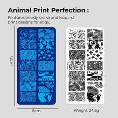 Love Heart Leaf Snake Leopard Nail Stamping Plate Design