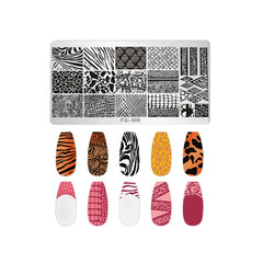 Love Heart Leaf Snake Leopard Nail Stamping Plate Design