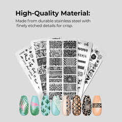 Love Heart Leaf Snake Leopard Nail Stamping Plate Design
