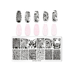 Love Heart Leaf Snake Leopard Nail Stamping Plate Design