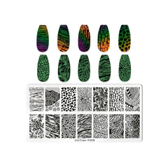 Love Heart Leaf Snake Leopard Nail Stamping Plate Design