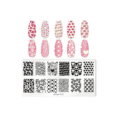 Love Heart Leaf Snake Leopard Nail Stamping Plate Design