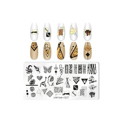 Love Heart Leaf Snake Leopard Nail Stamping Plate Design