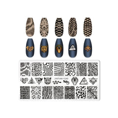 Love Heart Leaf Snake Leopard Nail Stamping Plate Design