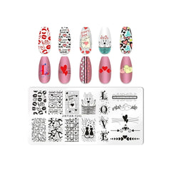 Love Heart Leaf Snake Leopard Nail Stamping Plate Design