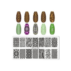 Love Heart Leaf Snake Leopard Nail Stamping Plate Design