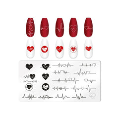 Love Heart Leaf Snake Leopard Nail Stamping Plate Design