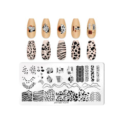 Love Heart Leaf Snake Leopard Nail Stamping Plate Design