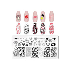 Love Heart Leaf Snake Leopard Nail Stamping Plate Design