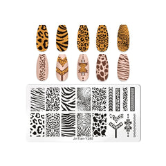 Love Heart Leaf Snake Leopard Nail Stamping Plate Design